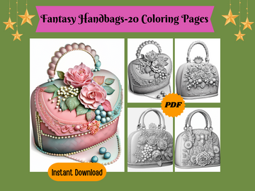 Fantasy Handbags Grayscale Coloring Pages For Adults & Kids