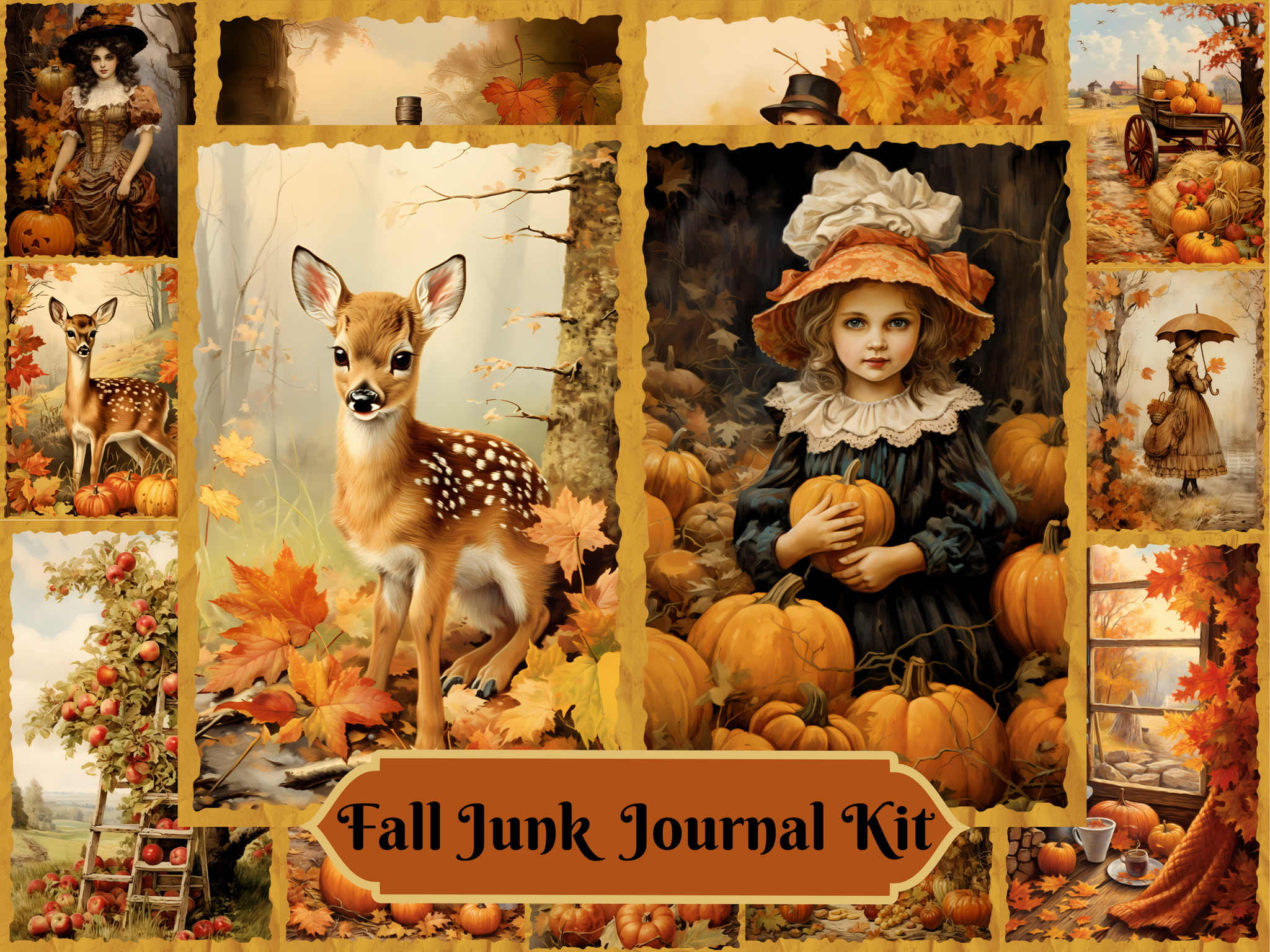 Fall Journal Kit - Printable Junk Journal Kit, Journal Cards, ATC Cards, Digital Download