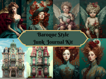 Barockkultur-druckbares Junk Journal Kit, Journalkarten, ATC-Karten, digitaler Download