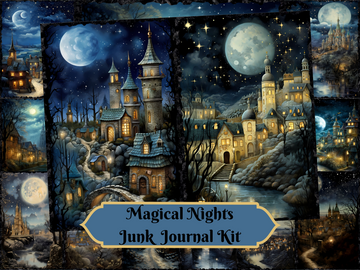 Enchanting Magical Nights-Printable Junk Journal Kit, Journal Pages, ATC Cards, Digital Download