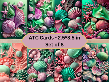 Muscheln - Digitale ATC-Karten, 8er-Set, digitaler Download