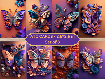 Druckbare ATC-Karten mit metallischen Schmetterlingen