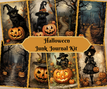 Gruseliges Halloween - Ausdruckbares Junk Journal Kit, Journalkarten, ATC-Karten, digitaler Download