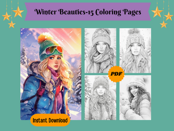 Winter Beauties Grayscale Coloring Pages