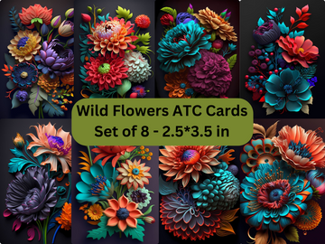 Wildblumen ATC-Karten, 8er-Set, digitaler Download