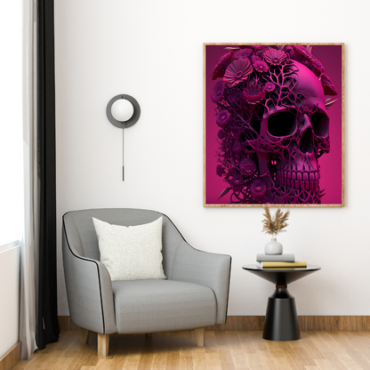 Skull Flowers Digital Wall Art