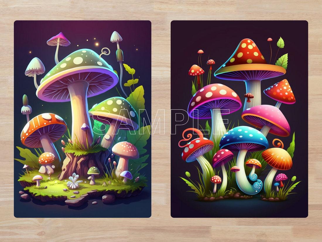 Fantasy Mushrooms  Digital ATC Cards, Digital Download