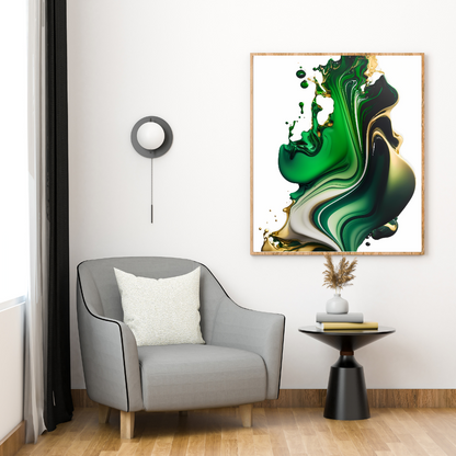 Green Fluid Digital Wall Art