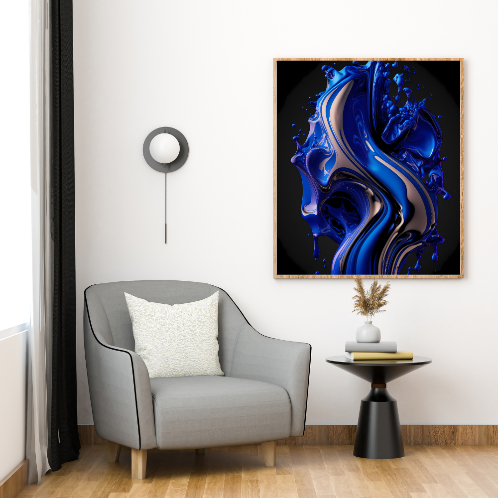 Blue Fluid Digital Wall Art