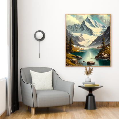 Swiss Alps Oil Painting Digital Wall Art