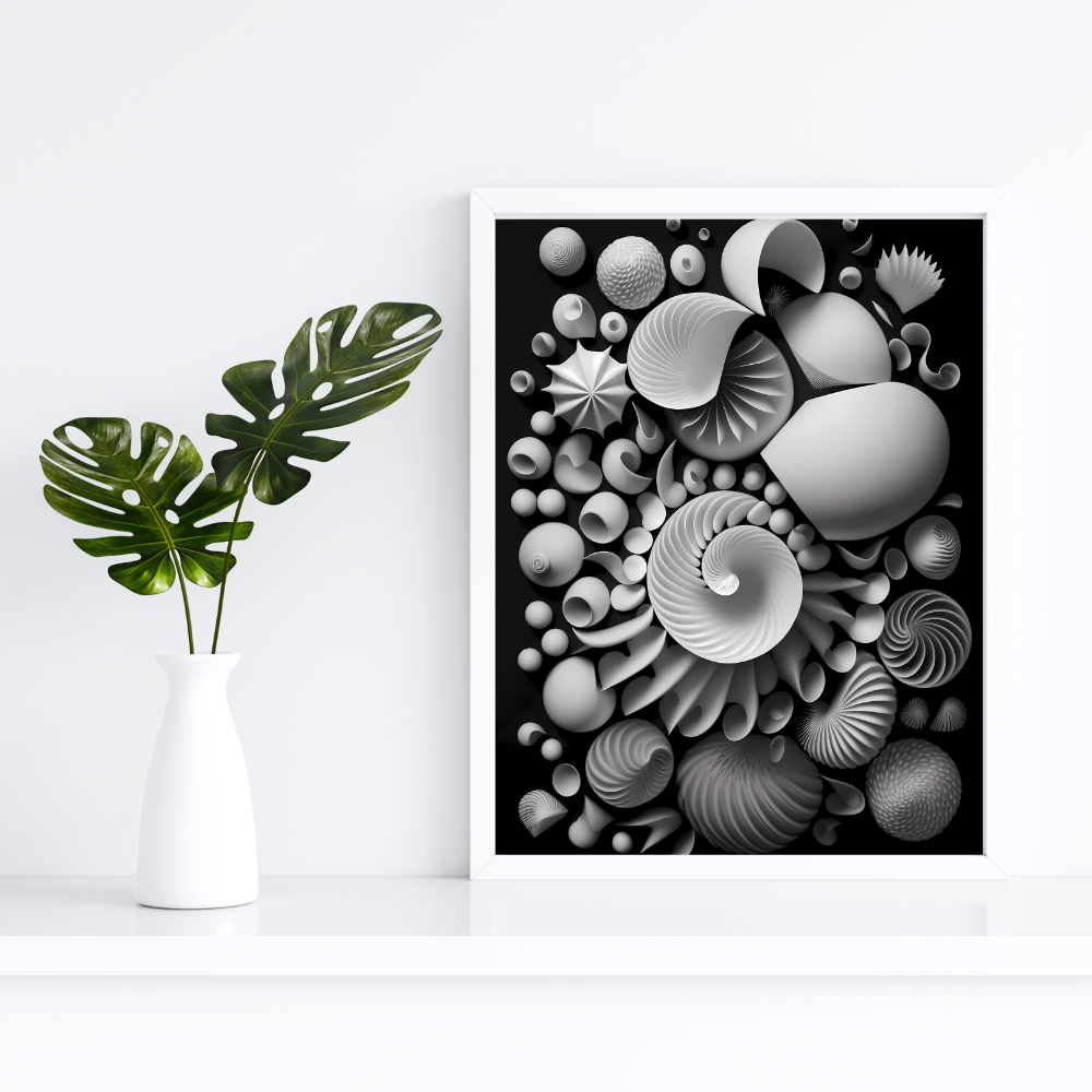 White Shells Digital Wall Art