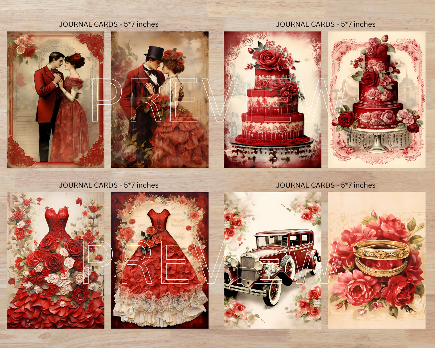 Wedding Collection-Printable Junk Journal Kit, Journal Cards, ATC Cards, Digital Download