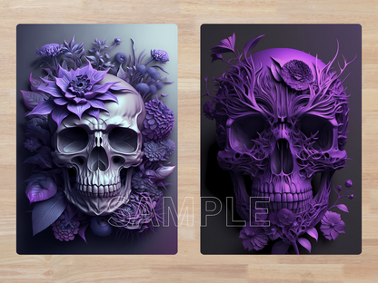 Skull Flowers Printable ATC Cards
