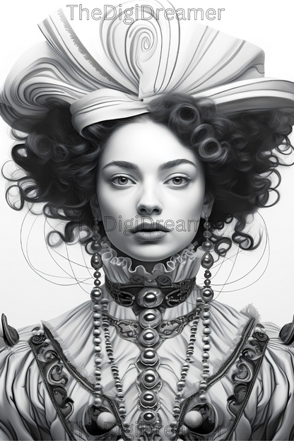 50 Baroque Men And Women Grayscale Printable Coloring Pages For Adults