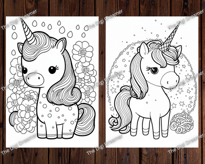 Unicorn Printable Coloring Pages For Kids, Kids Coloring Book, Instant Download