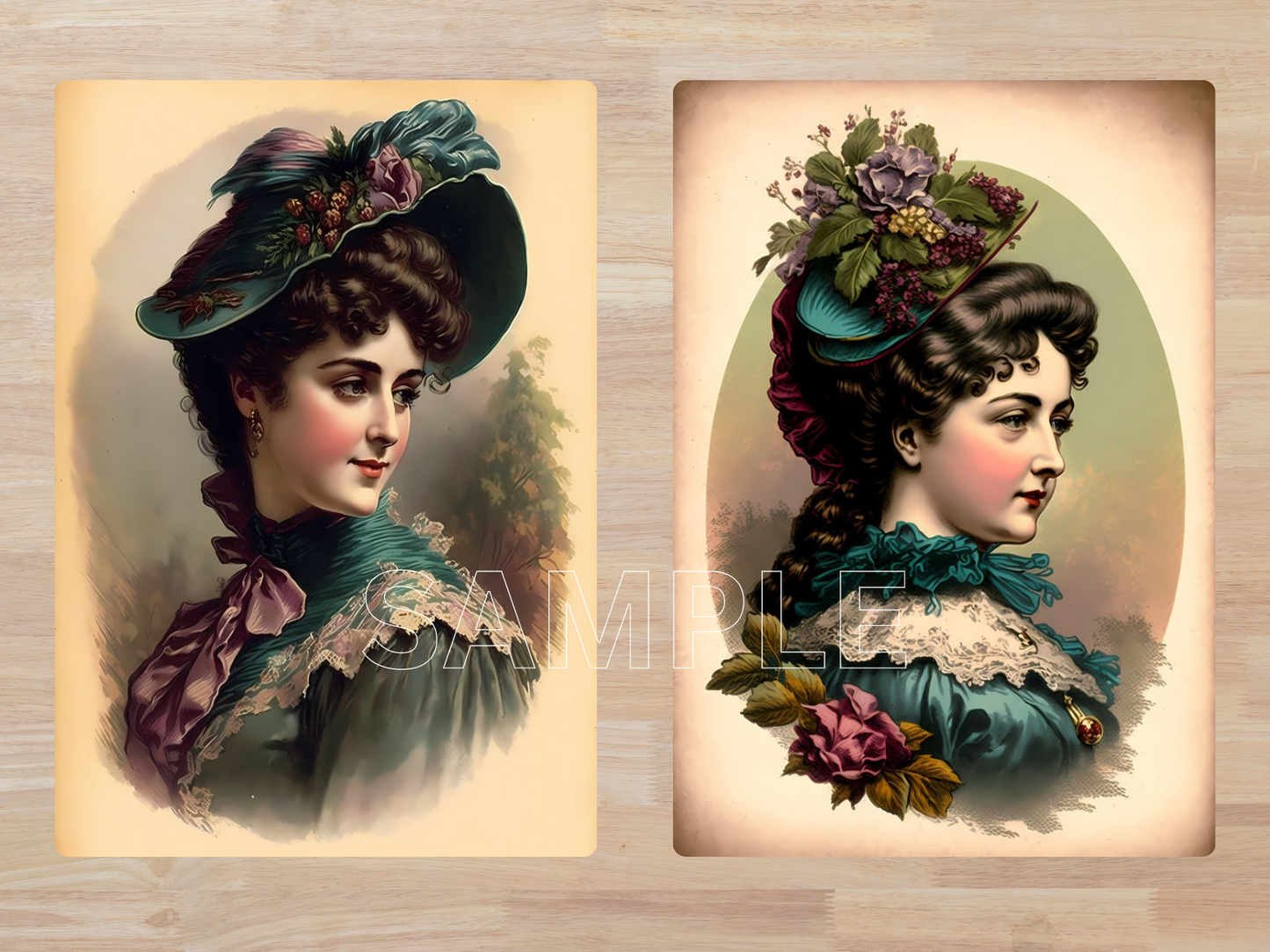 Victorian Women Digital ATC Cards, Set of 12, Digital Download