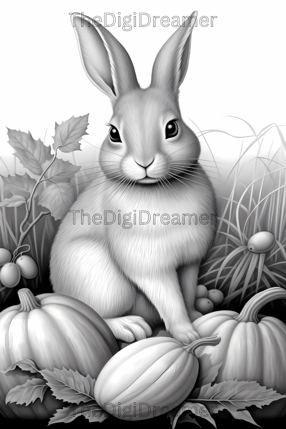 Fall Animals Set 1-Printable Grayscale Coloring Pages, Digital download