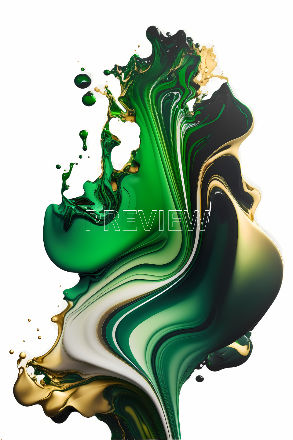 Green Fluid Digital Wall Art