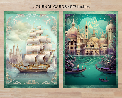 Venice Diaries - Printable Junk Journal Pages, Journal Cards, ATC Cards, Digital Download