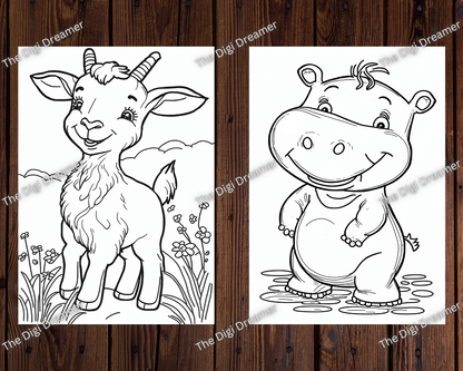 25 Cute Baby Animals Coloring Pages for Kids, Kids Coloring Book, Instant Download