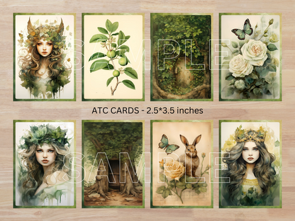 Enchanted Forest - Printable Junk Journal Pages, Journal Cards, ATC Cards, Digital Download
