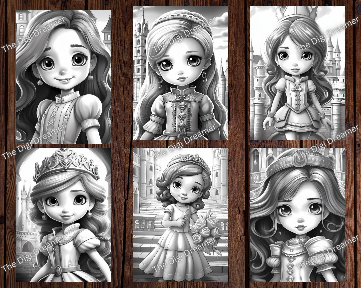 Fairy Tale Castle Princess Grayscale Coloring Pages For Adults & Kids