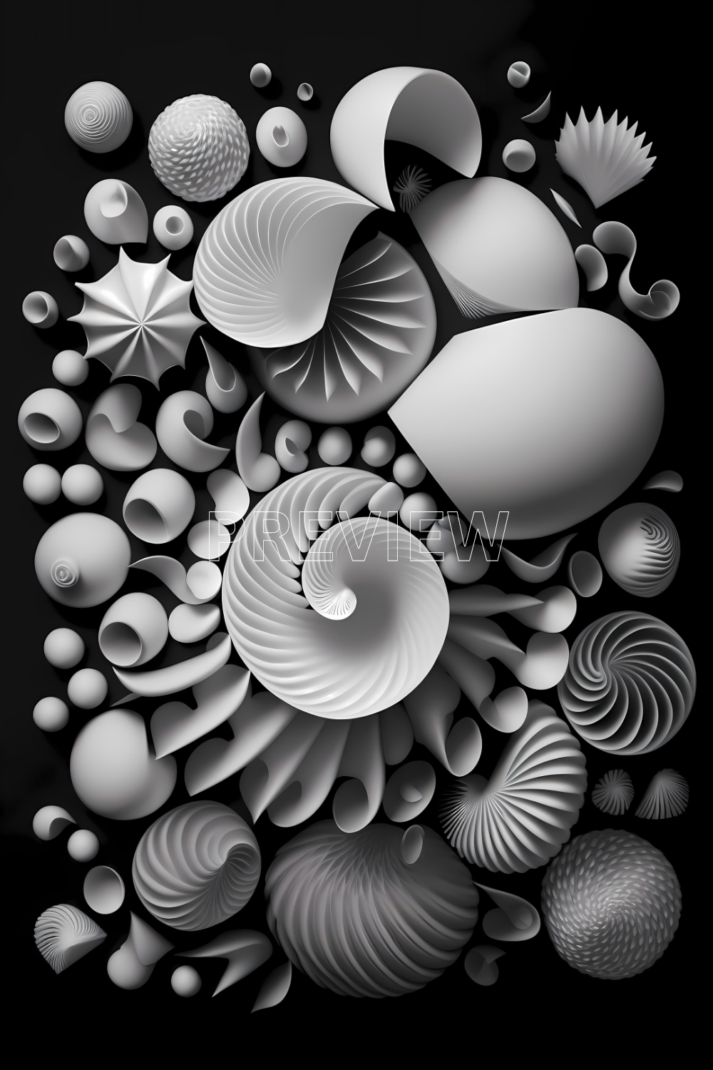 White Shells Digital Wall Art